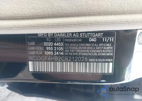 2012 Mercedes-Benz C 250 Luxury/Sport from USA, damaged, VIN WDDGF4HB2CR212026